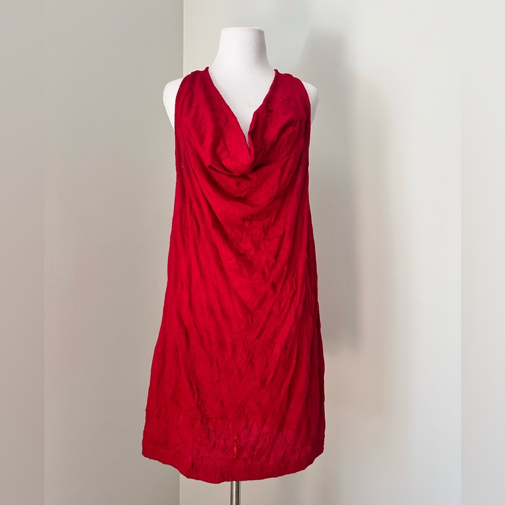 TROPI COUTURE Elegant Red Draped Dress